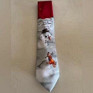 JOHN ASHFORD Christmas Holiday Armless Snowman Print Men’s Tie
